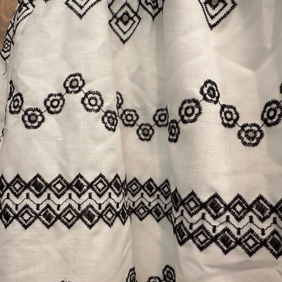 Draper James Geo Embroidered Midi Skirt Womens L Black & White A-Line Smocked - Picture 10 of 16